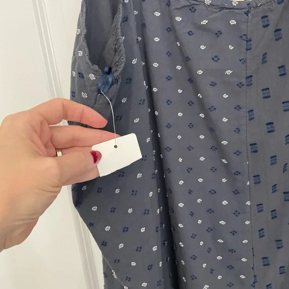 NWT Lucky Brand Textured Patchwork Dress India Ink Blue Embroidered.       20 - Picture 5 of 12